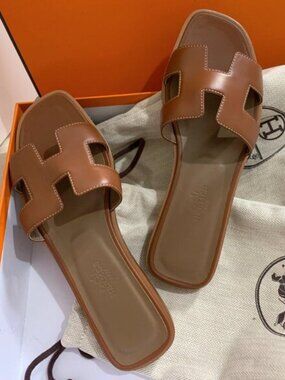 Gold Hermes Oran Sandals